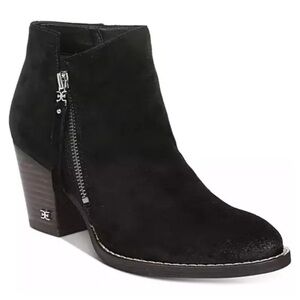 Sam Edelman Women’s Suede Macon Side Zip Ankle Boot Bootie Heeled Black Size 8